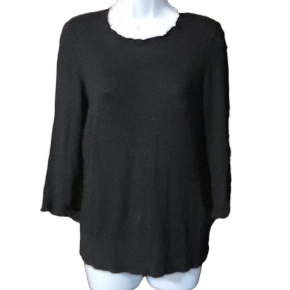 Kate Spade Black Knit Top With Ruffle Detail
